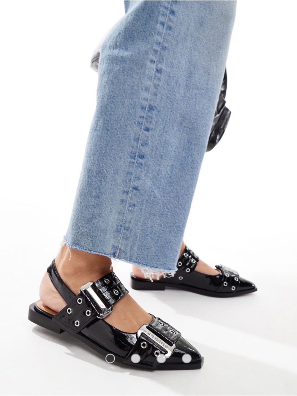 Steve Madden Graya Black Patent Leather Slingbacks